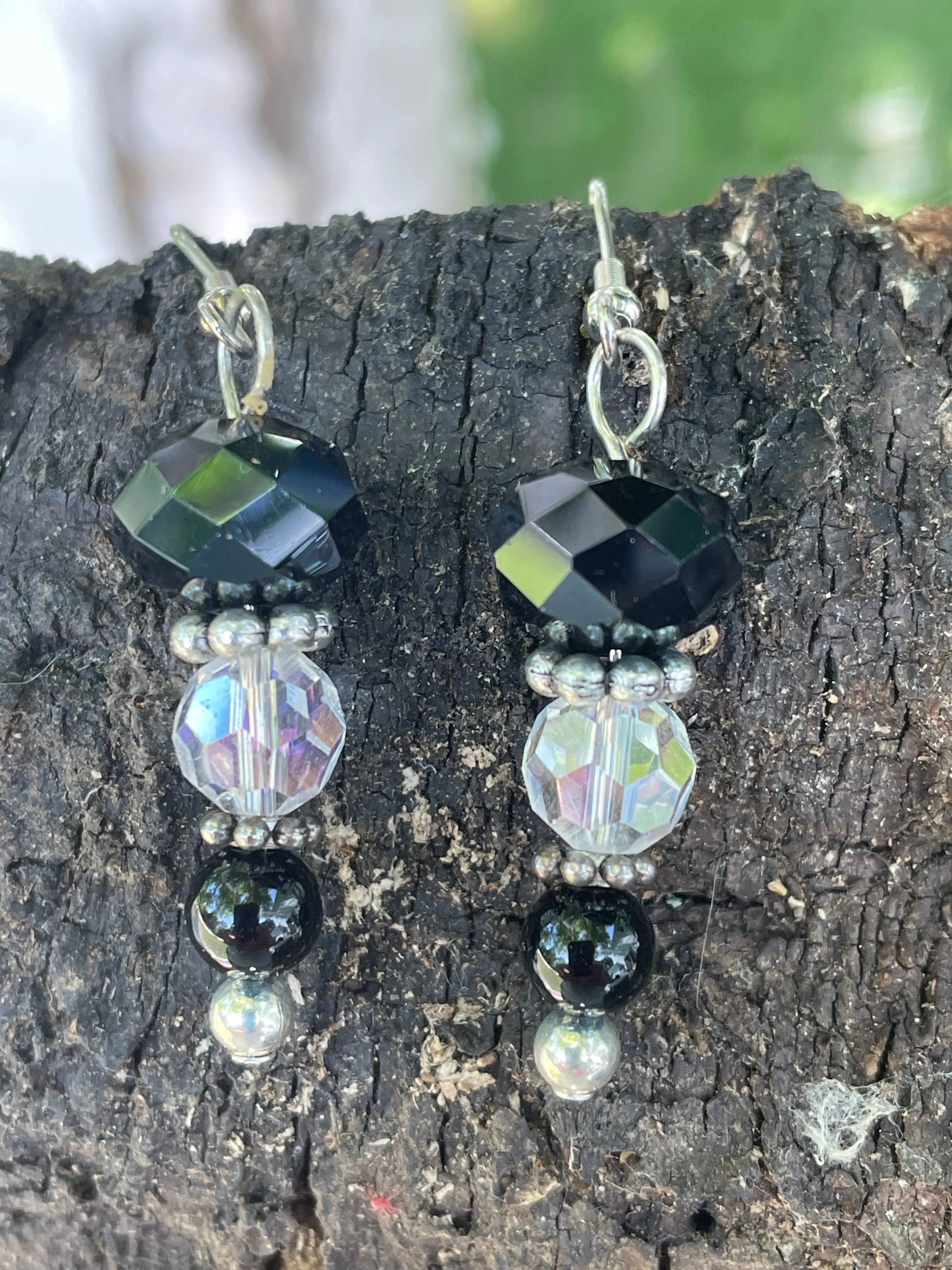 Black and Crystal Earrings