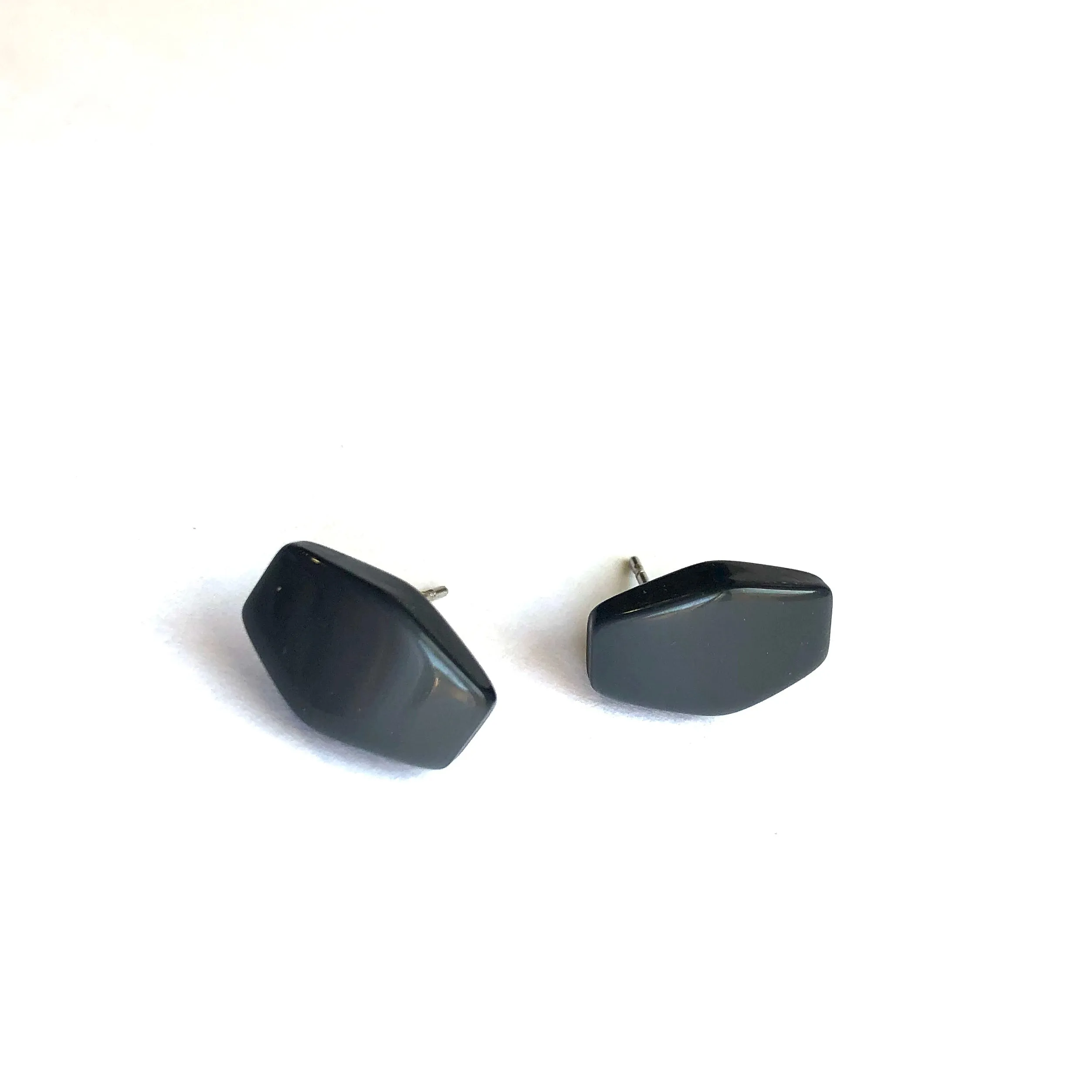 Black Moonglow Coffin Stud Earrings