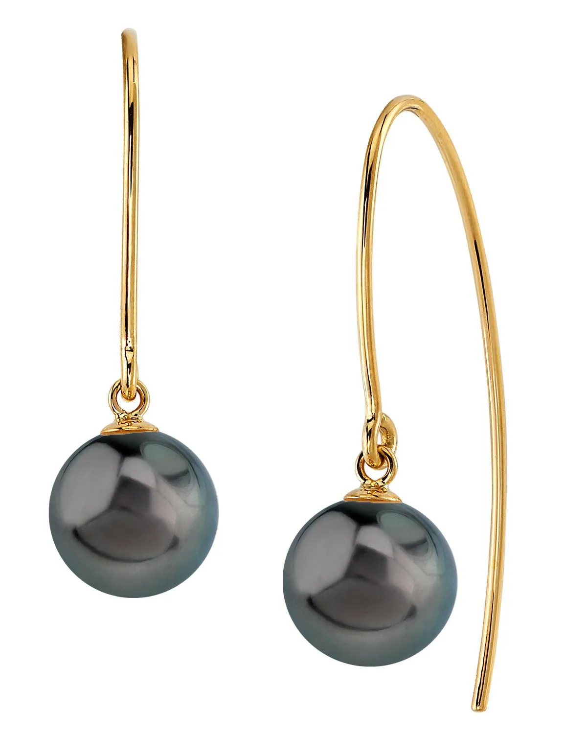 Black Tahitian Pearl Capital Dangle Earrings