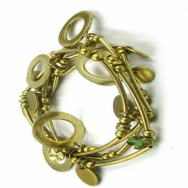 Brass Circles Layered Bracelets