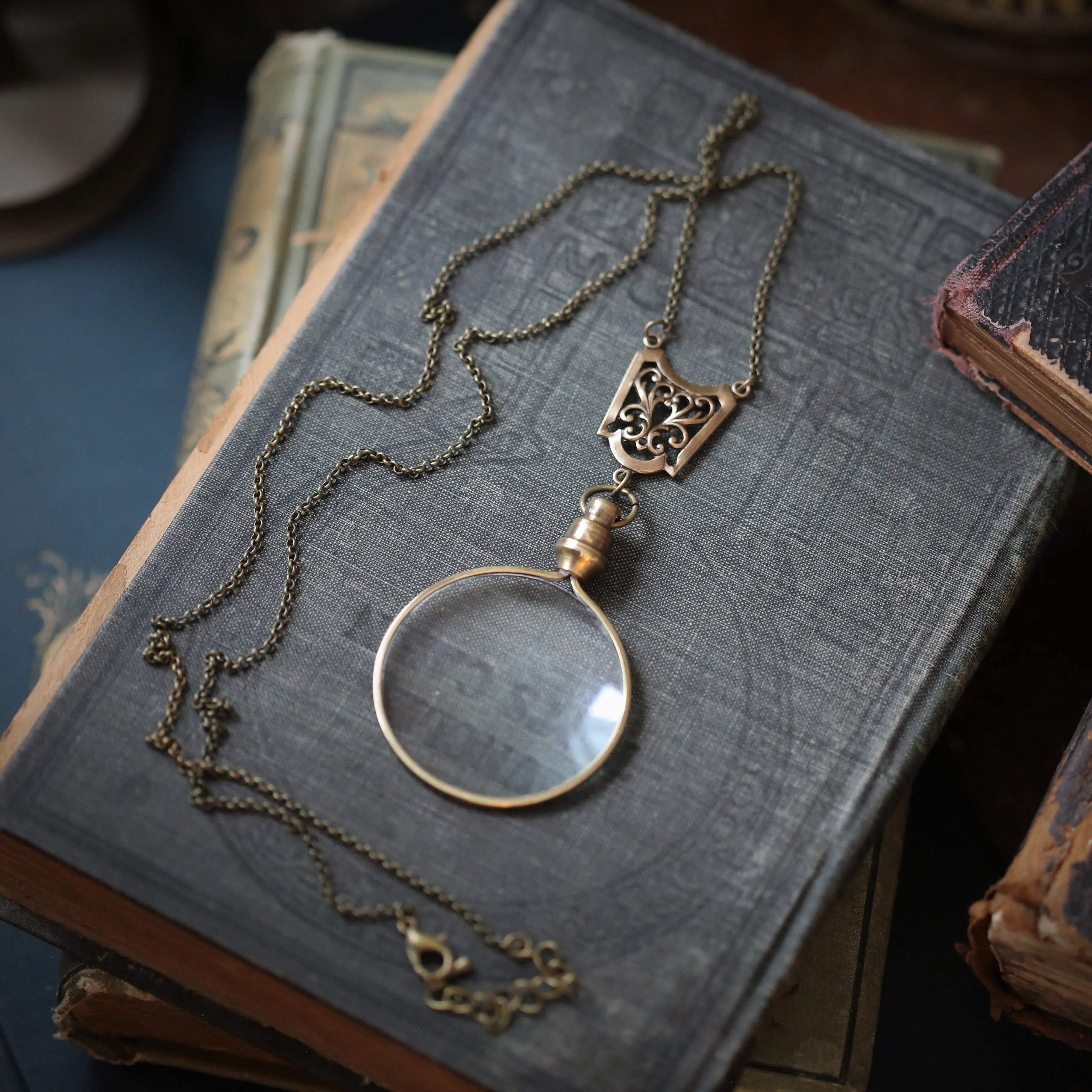 Brass Victorian Monocle Necklaces