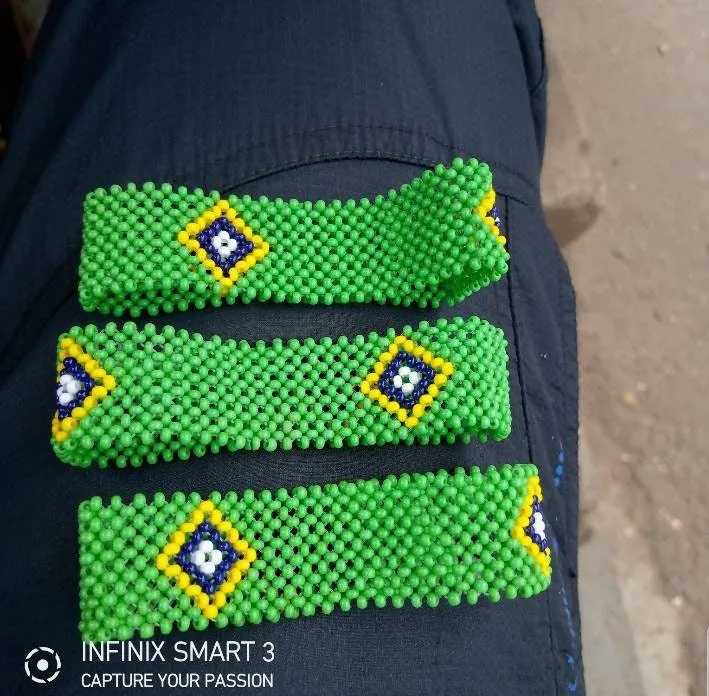 Brazil flag beaded handmade Masai masaai maasai bracelet