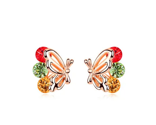 Charming Rainbow Butterfly Stud Earrings