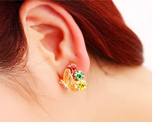 Charming Rainbow Butterfly Stud Earrings