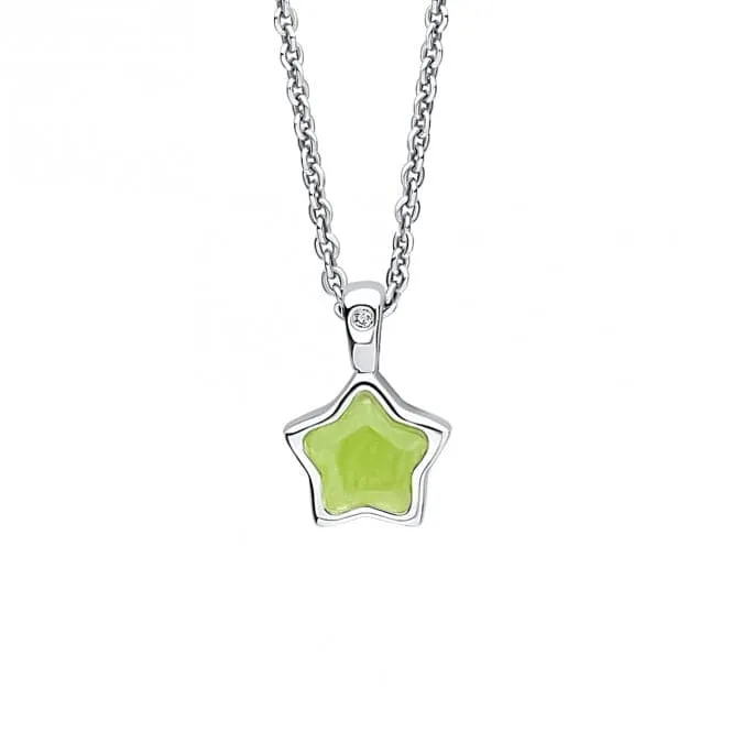 Children's August Olive Quartz Star And Diamond Pendant P5377G