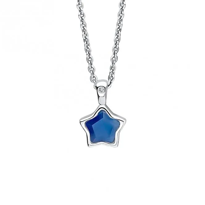 Children's September Blue Chalcedony Star And Diamond Pendant P5378L