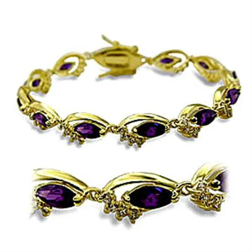 CJ415703 Wholesale Women's Brass Gold AAA Grade CZ Amethyst Bracelet