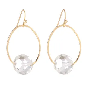 Clear Crystal Inset Oval Earrings