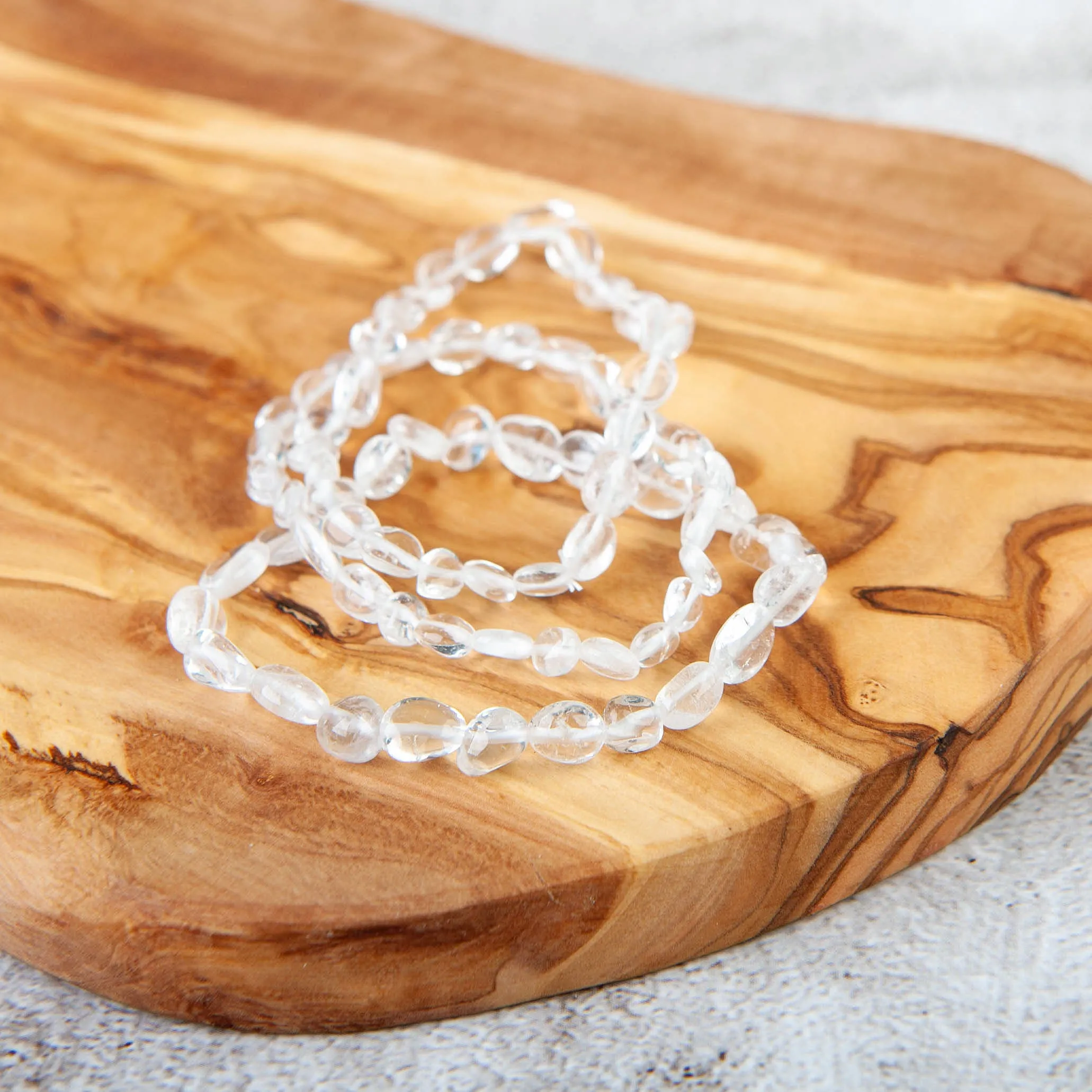 Clear Quartz Pebble Beaded Bracelet