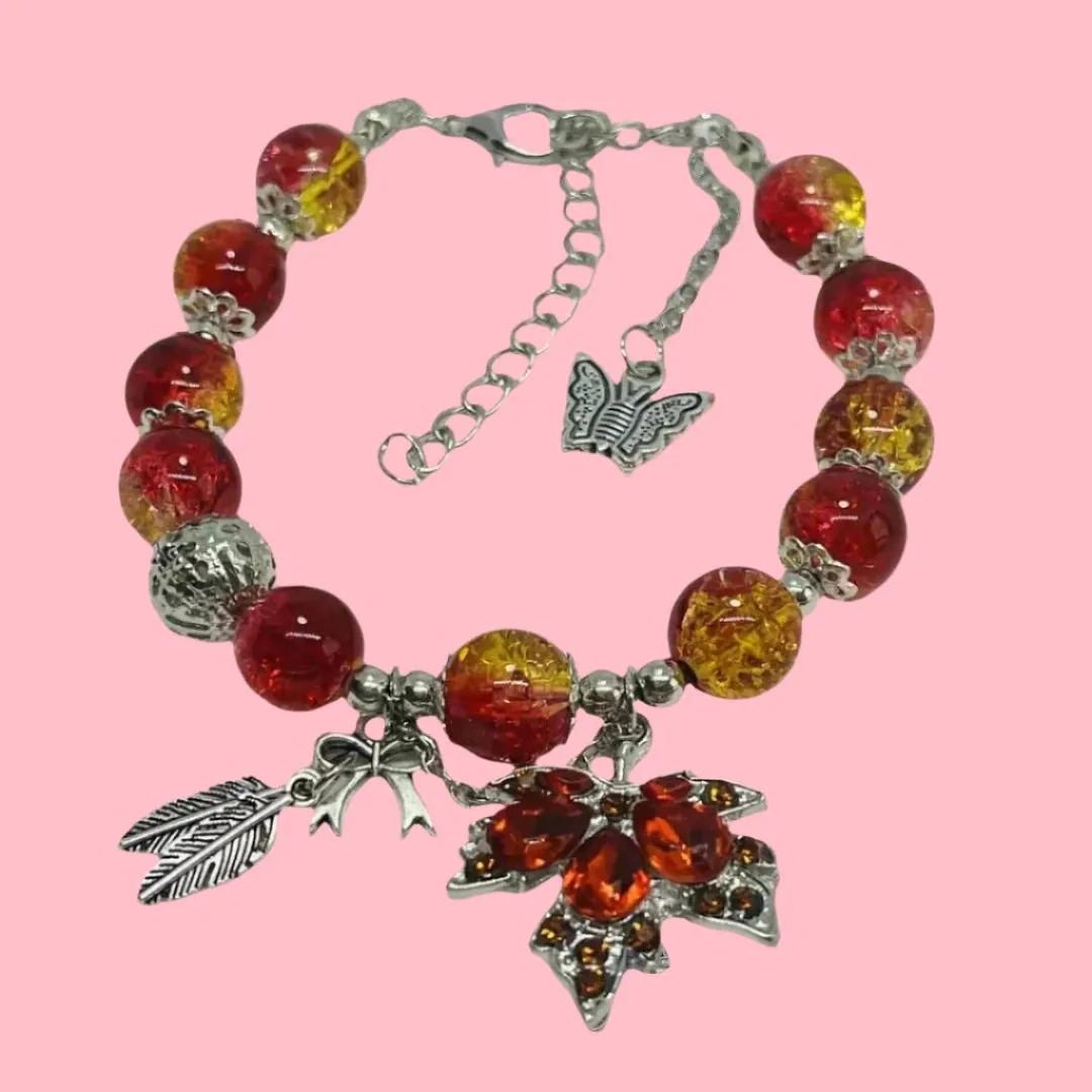 Colorful Glass Beaded Bracelets with Charms