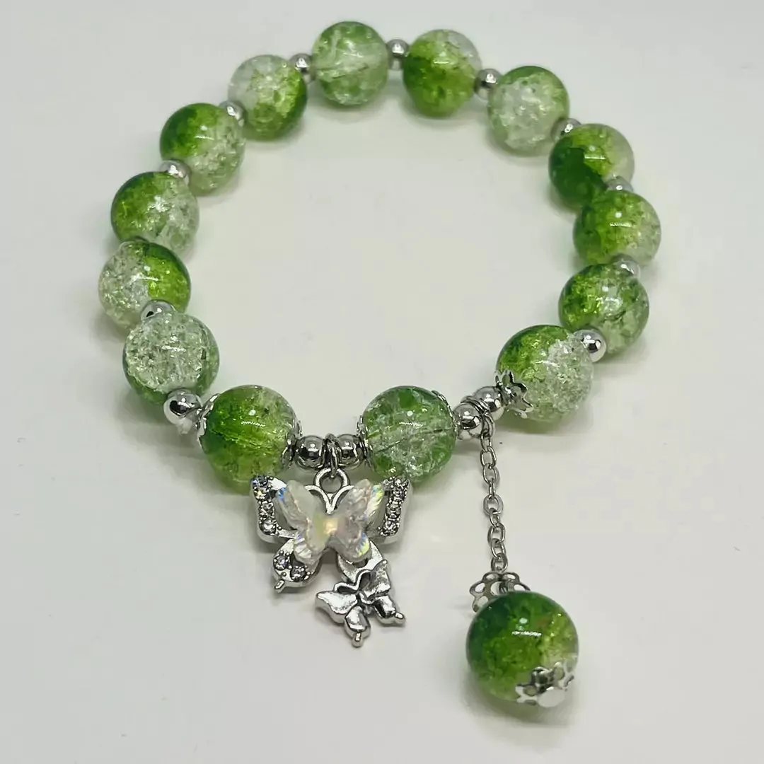 Colorful Glass Beaded Bracelets with Charms