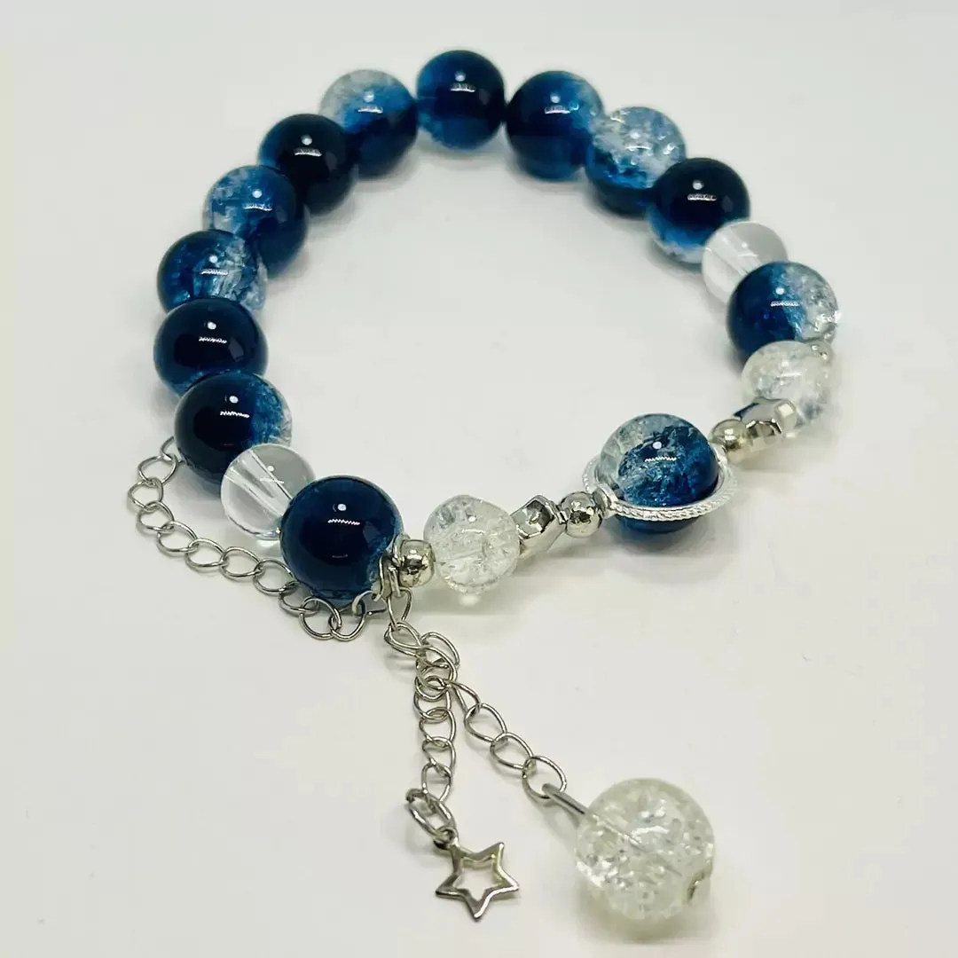 Colorful Glass Beaded Bracelets with Charms