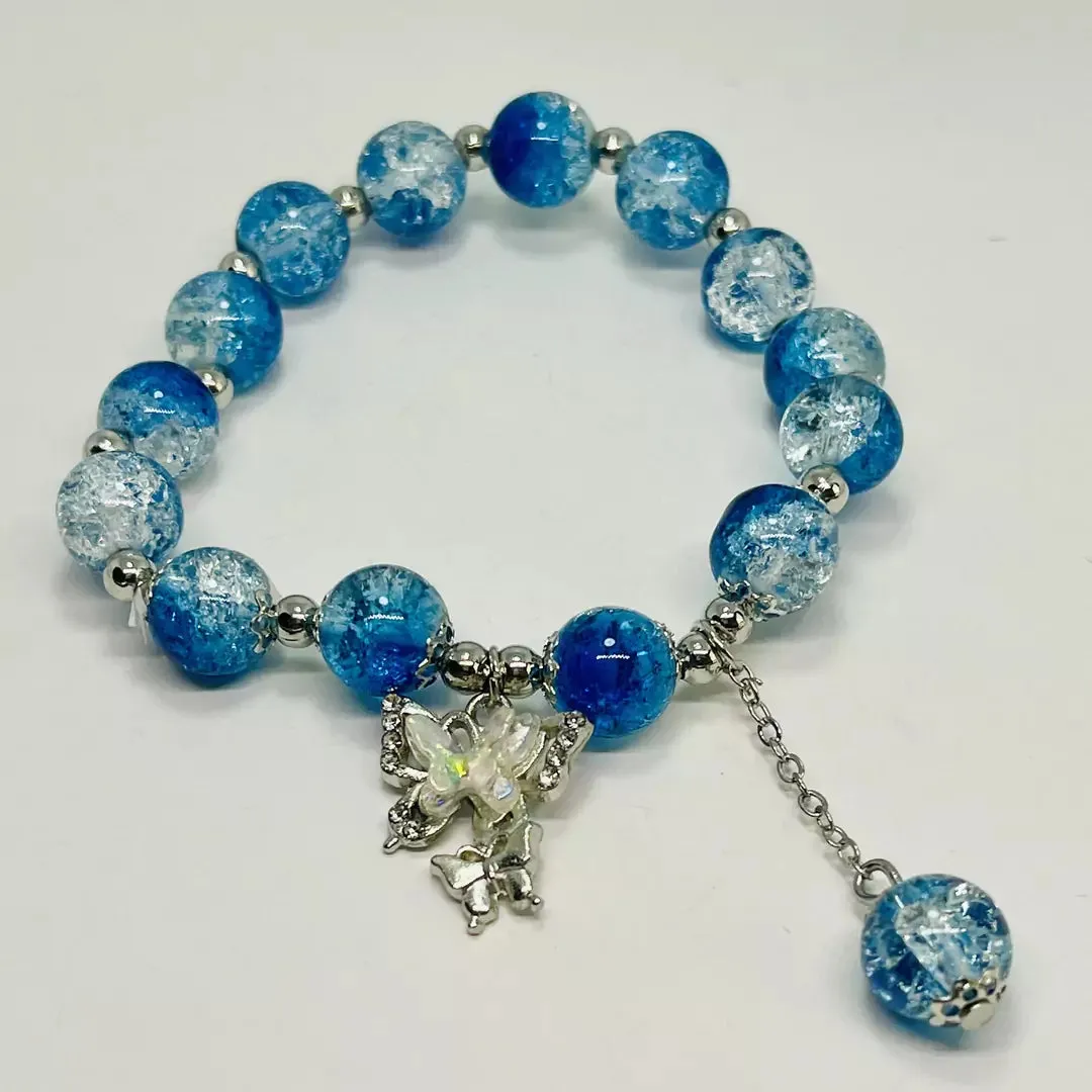 Colorful Glass Beaded Bracelets with Charms