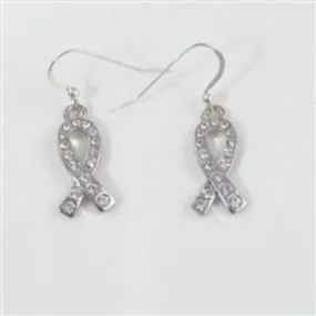 Crystal Awareness Ribbon Earrings