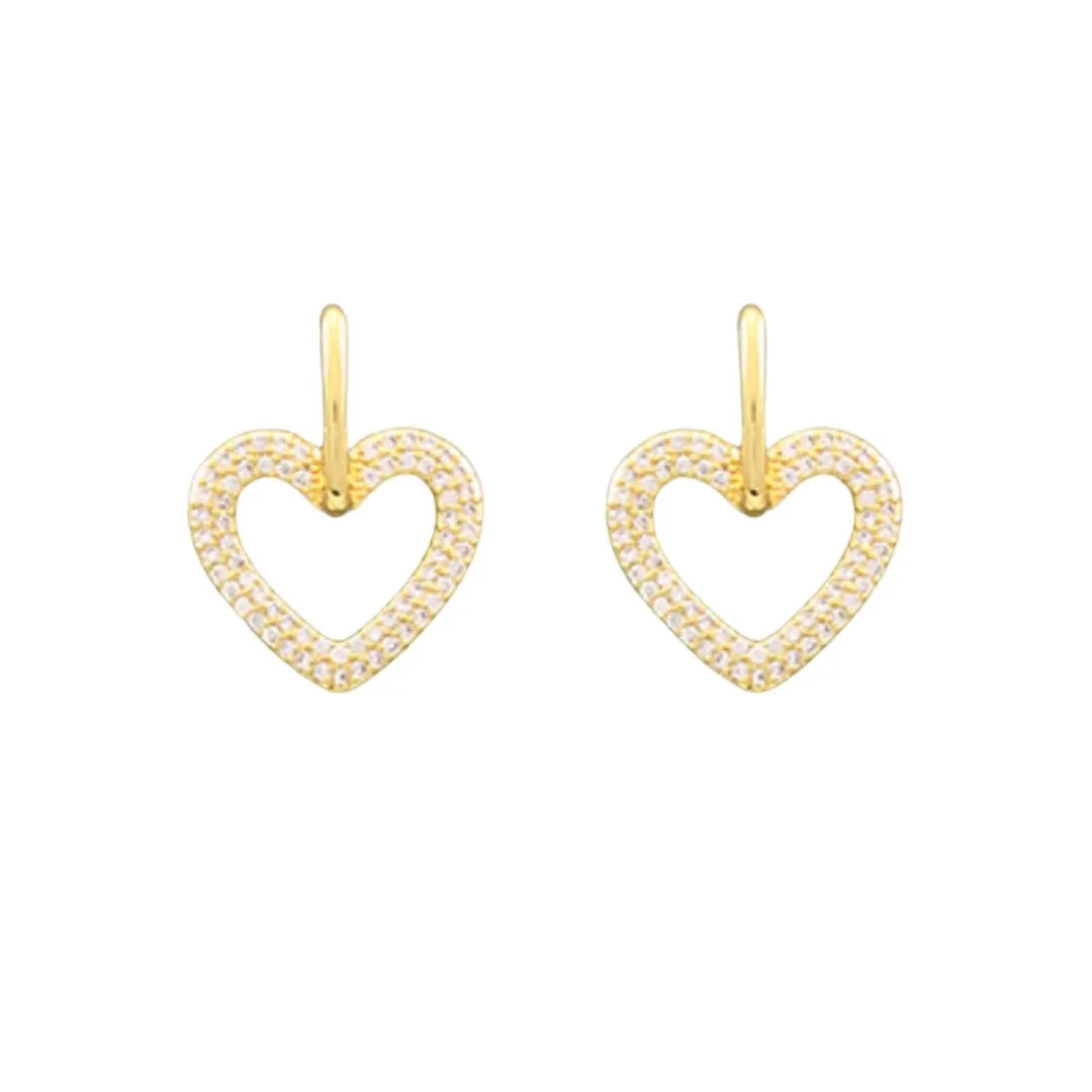 Crystal Heart Dangle Hoops