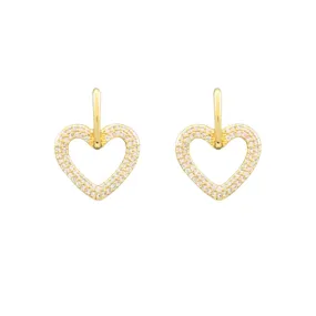 Crystal Heart Dangle Hoops