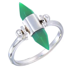 CRYSTAL POINT - SWIVEL RING - CHRYSOPRASE - SILVER