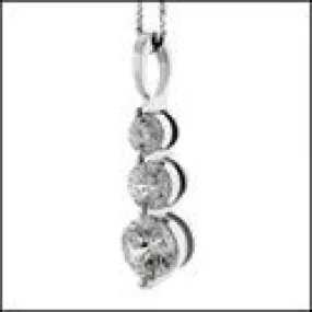 Cubic Zirconia Cz 1.5 TCW 3 Round Stone Drop Pendant