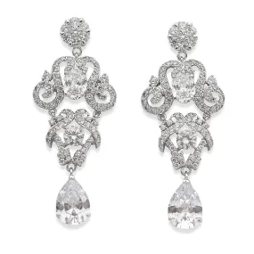 Cubic Zirconia Vintage Bridal Earrings- Fay