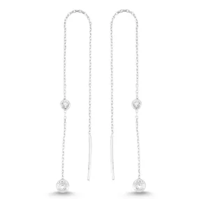 Dainty Diamond Minimalist Long Threader Earrings