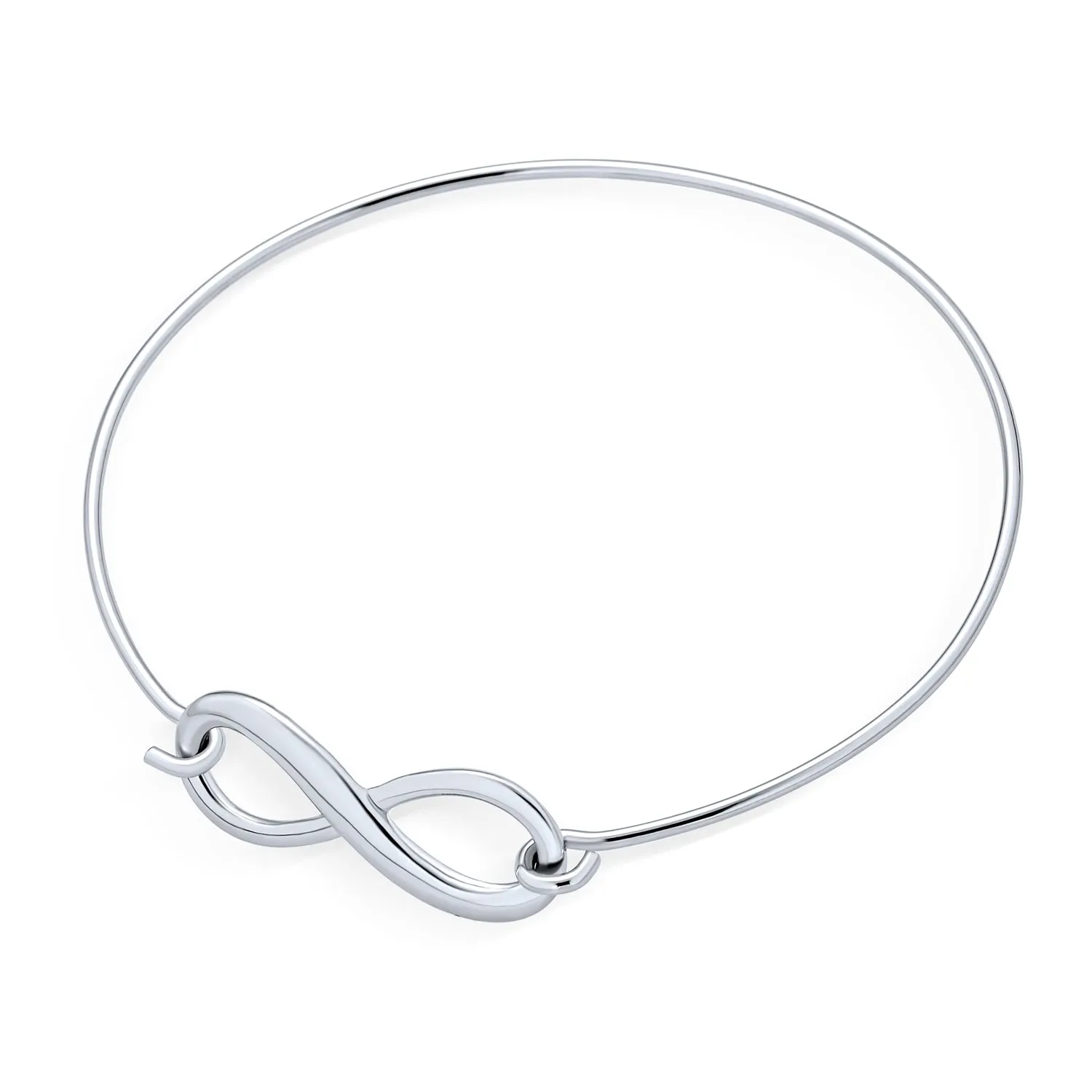 Delicate Minimalist Eternal Love Knot Infinity Bangle Bracelet in Sterling Silver