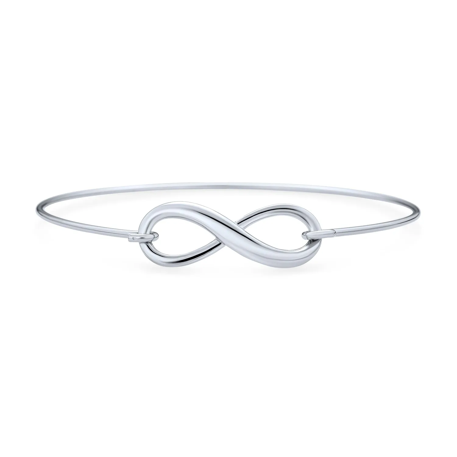 Delicate Minimalist Eternal Love Knot Infinity Bangle Bracelet in Sterling Silver