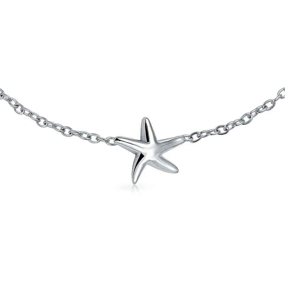 Delicate Nautical Vacation Starfish Bracelet .925 Sterling Silver 7"