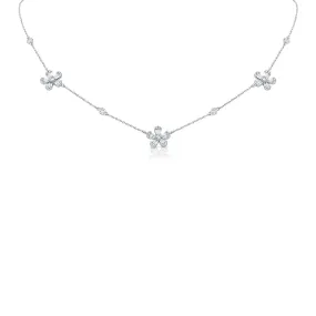 Diamond Flower Station Necklace