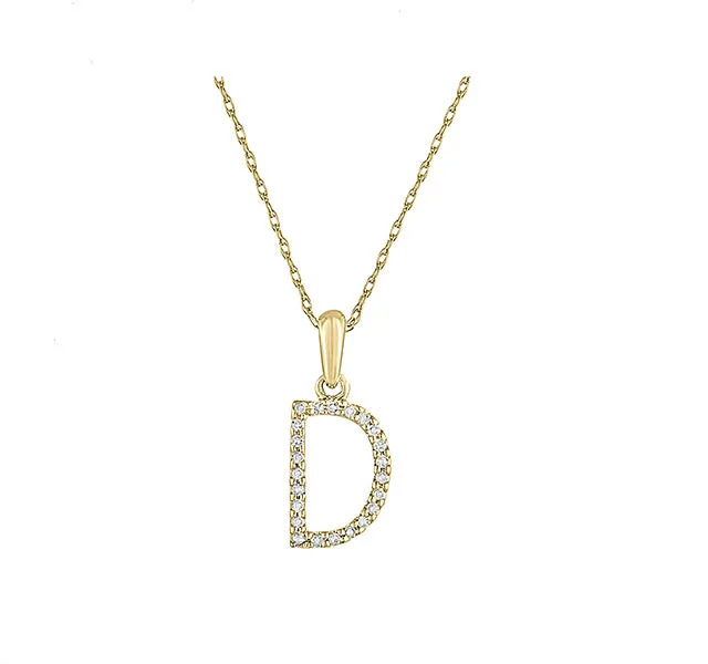 Diamond Initial D Necklace in Yellow Gold