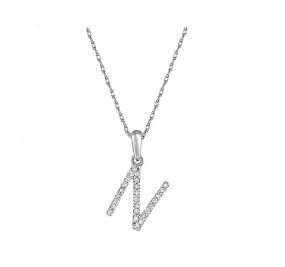 Diamond Initial N Necklace in White Gold