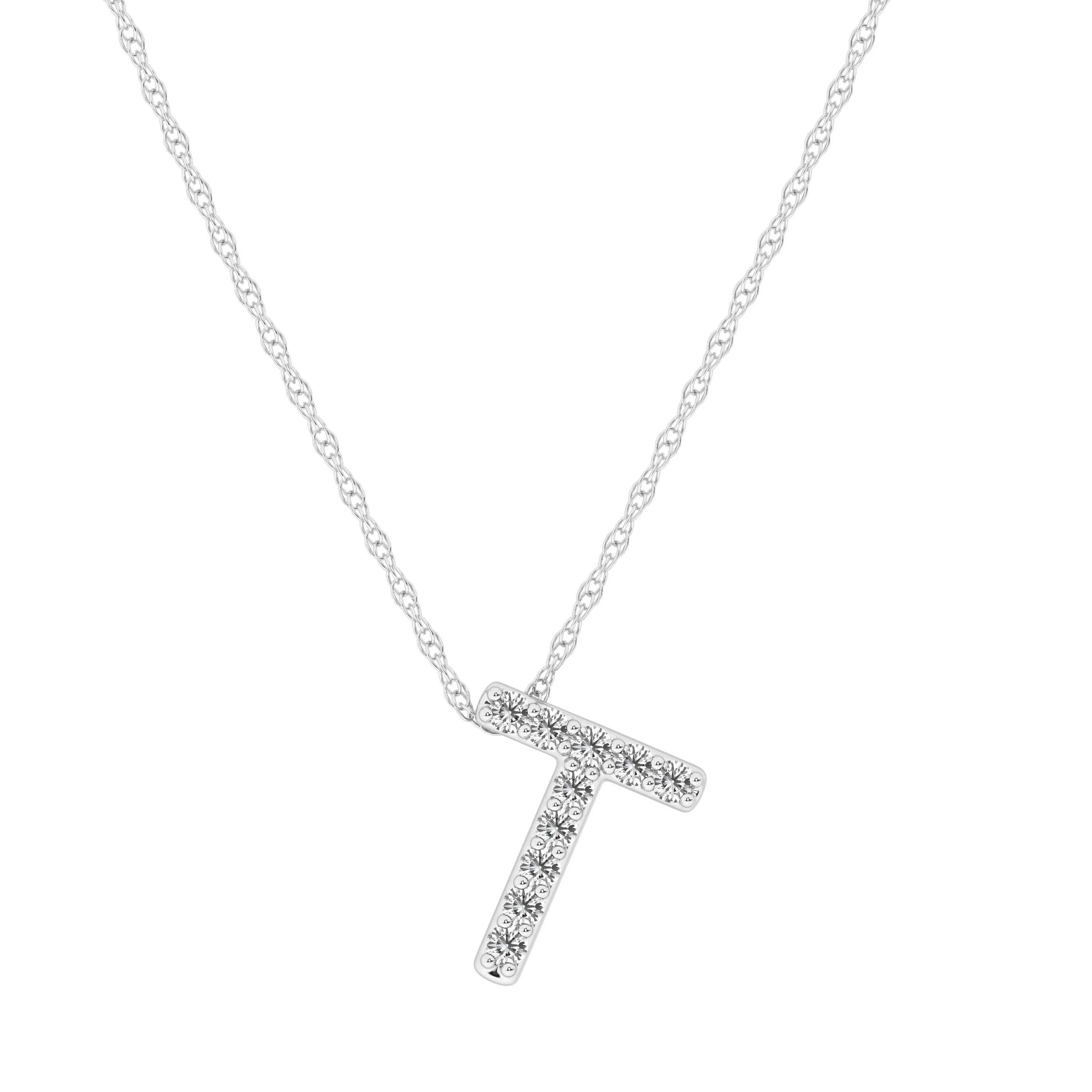 Diamond Initial Slider Necklace in Sterling Silver