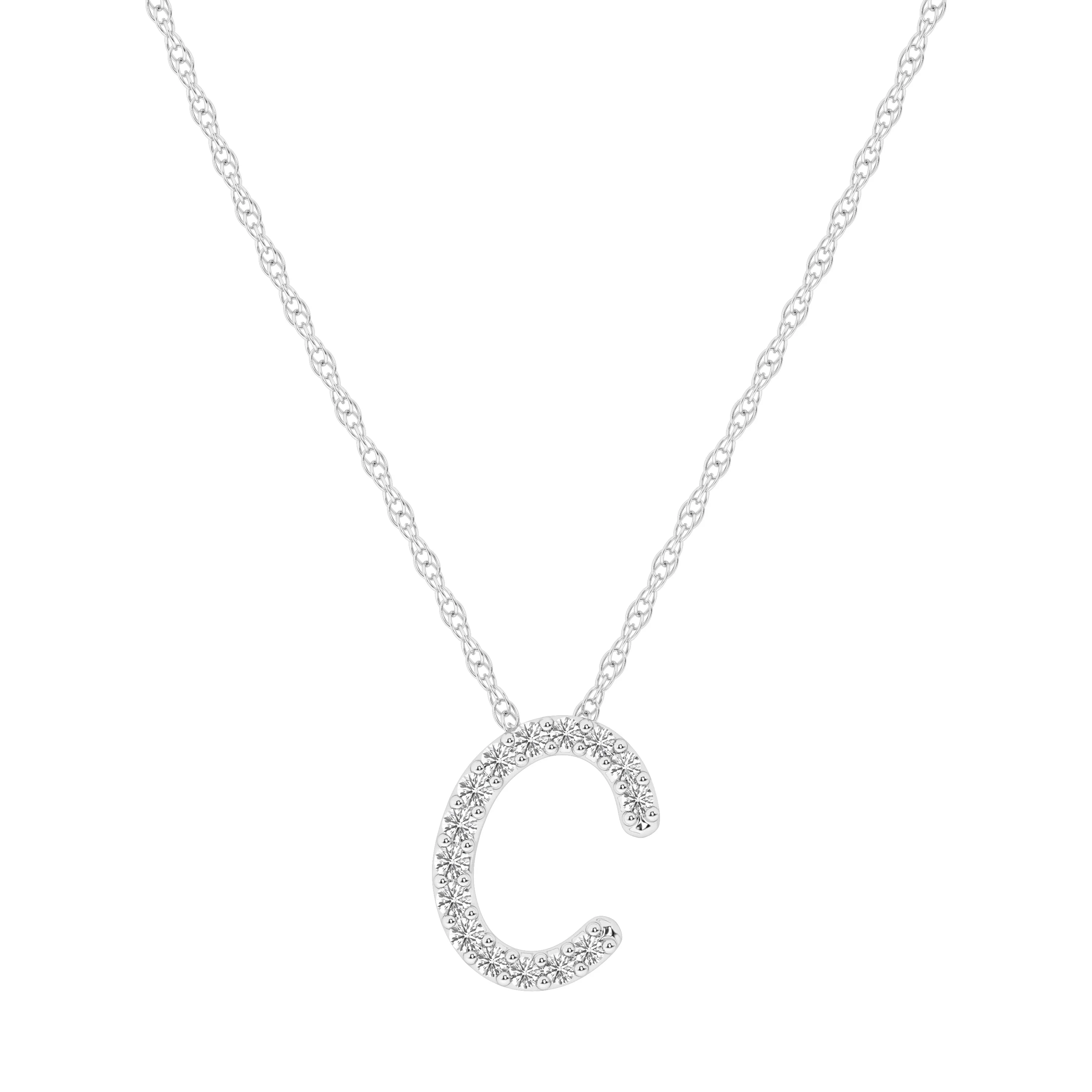 Diamond Initial Slider Necklace in Sterling Silver