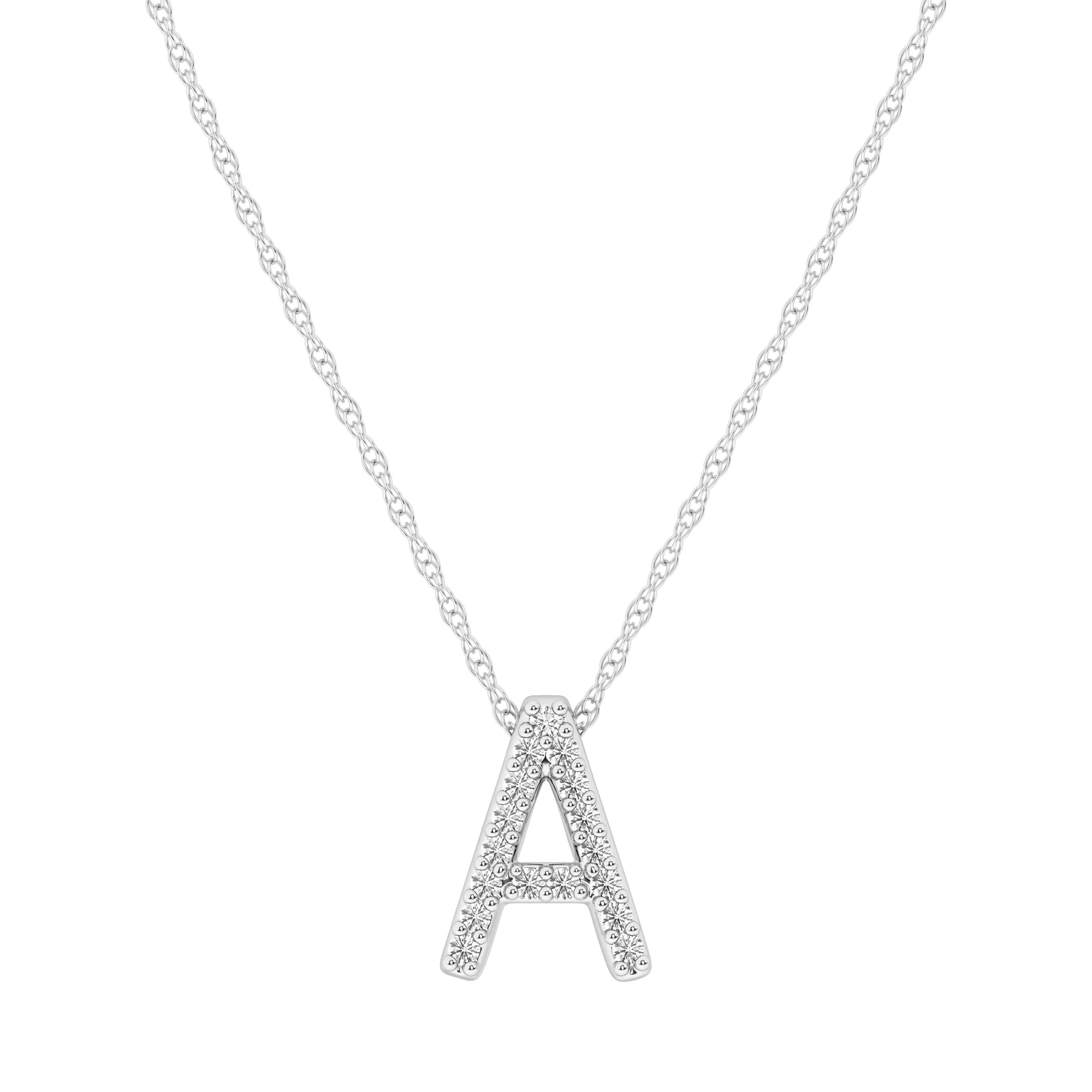 Diamond Initial Slider Necklace in Sterling Silver