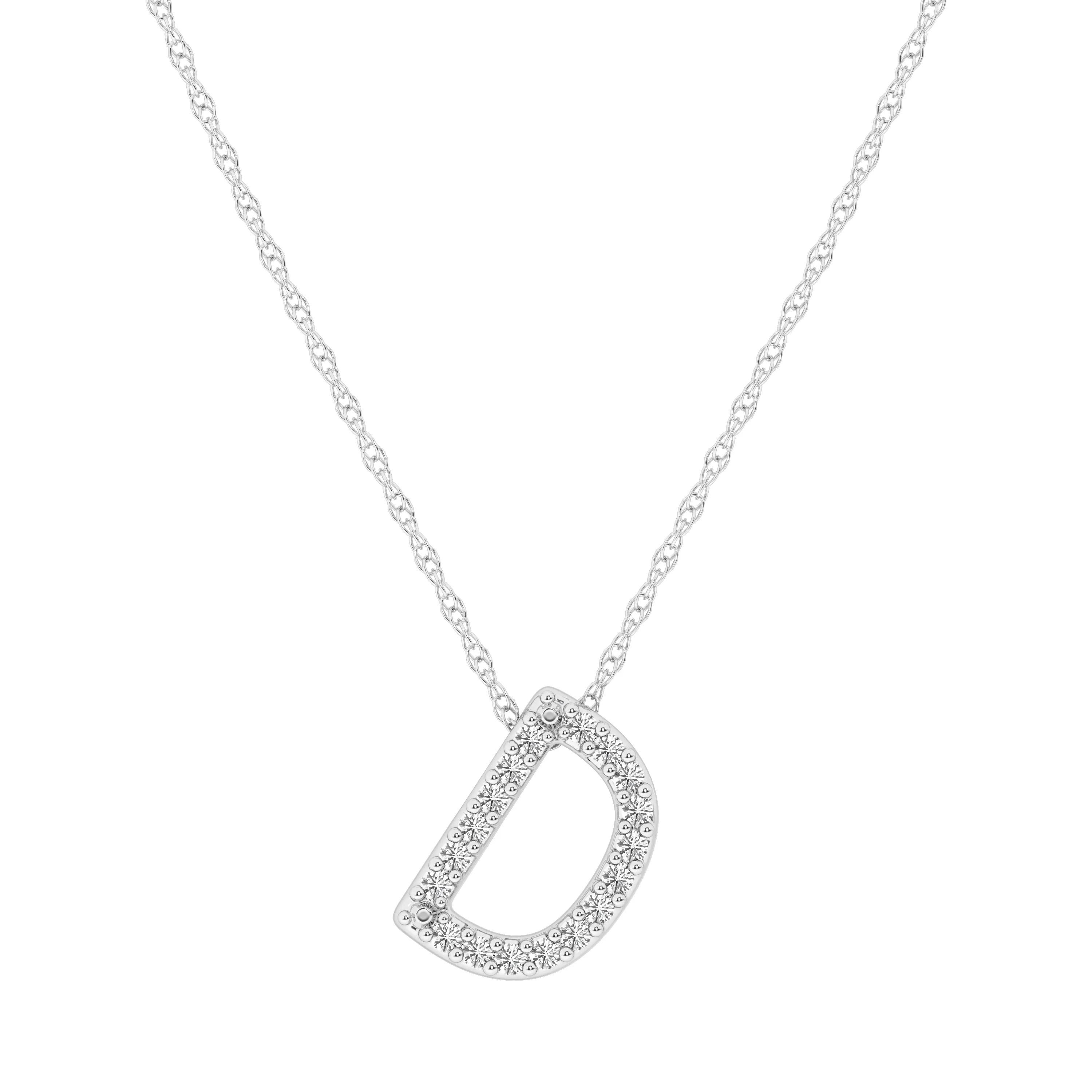 Diamond Initial Slider Necklace in Sterling Silver