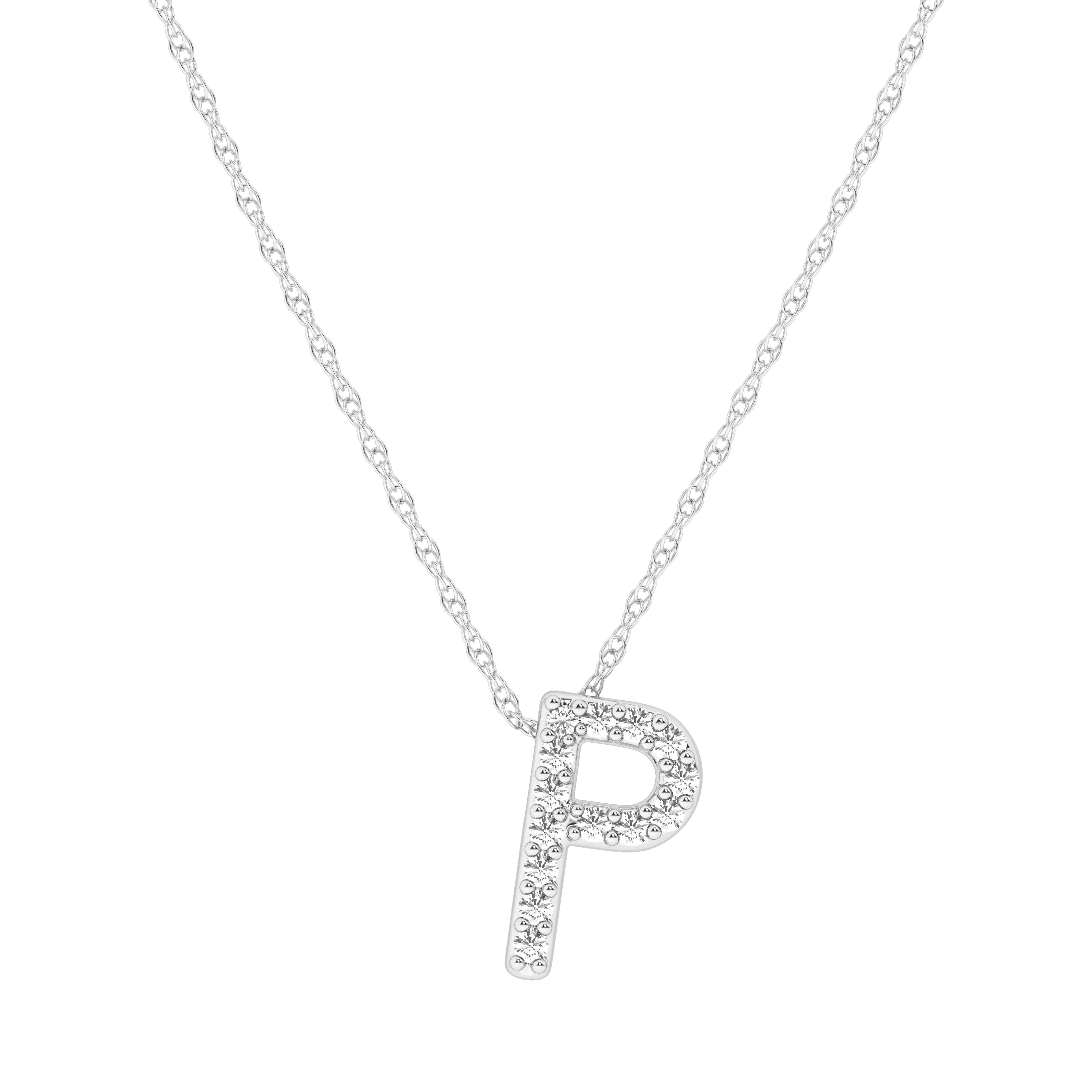 Diamond Initial Slider Necklace in Sterling Silver