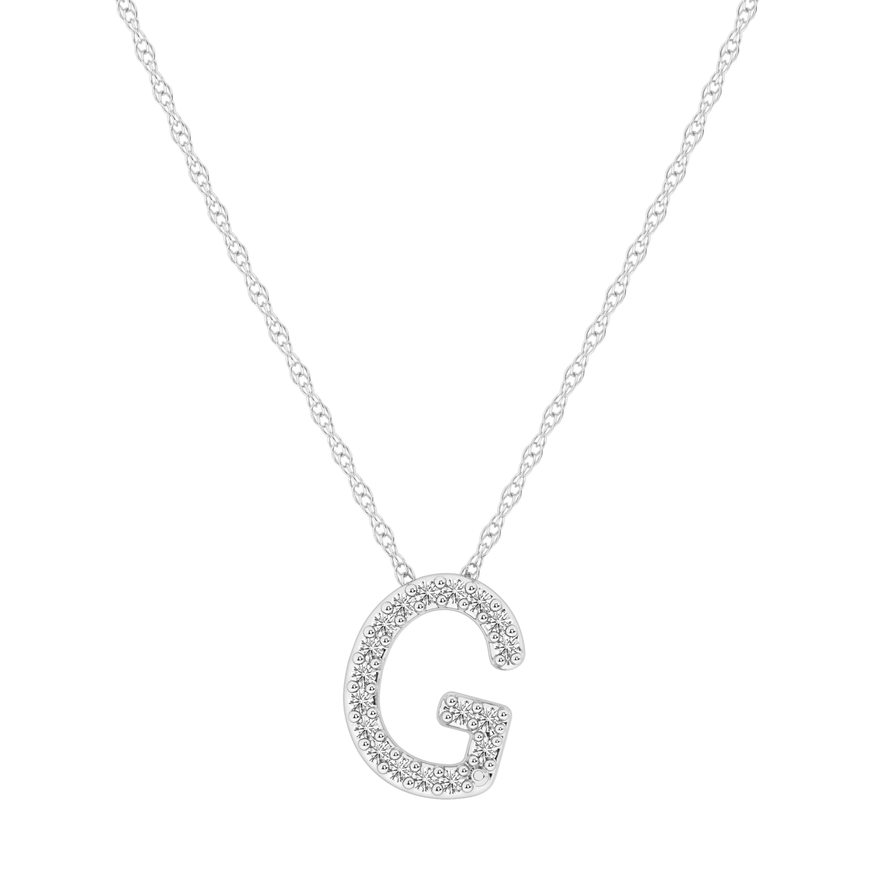 Diamond Initial Slider Necklace in Sterling Silver