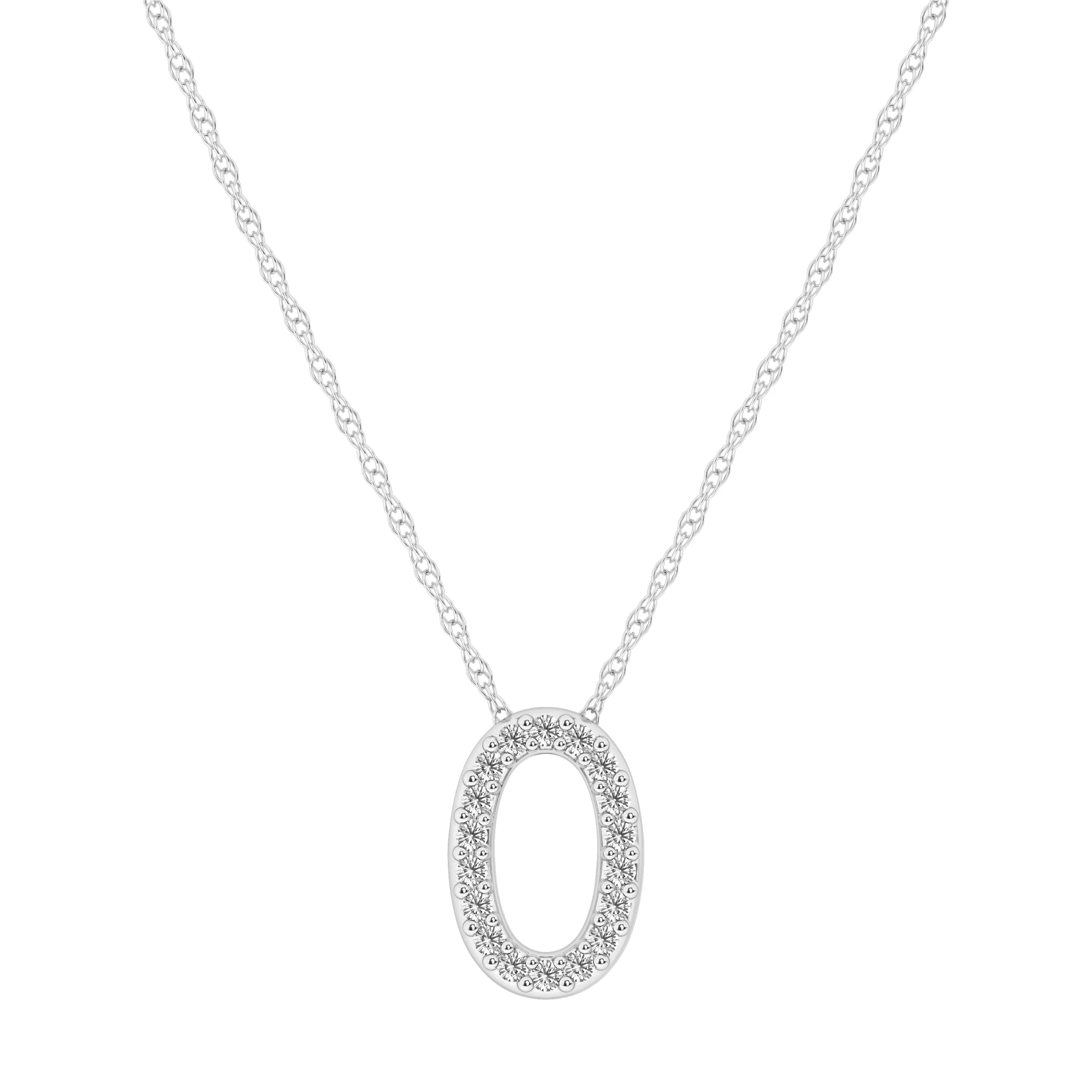 Diamond Initial Slider Necklace in Sterling Silver