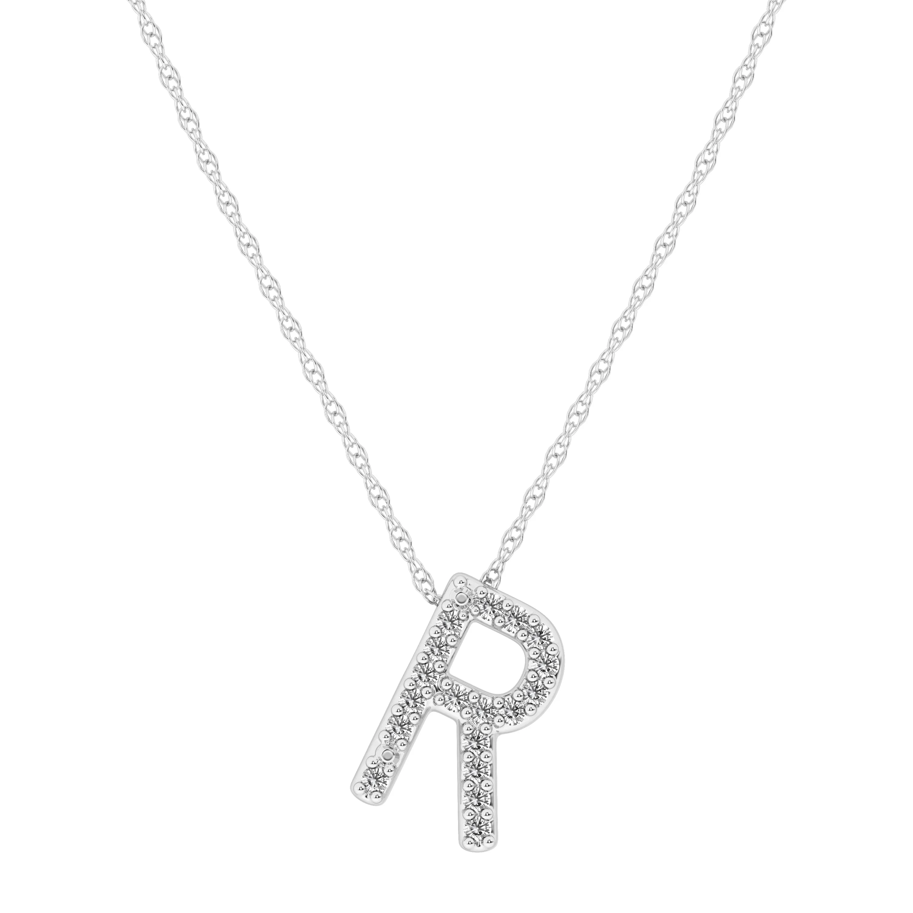 Diamond Initial Slider Necklace in Sterling Silver