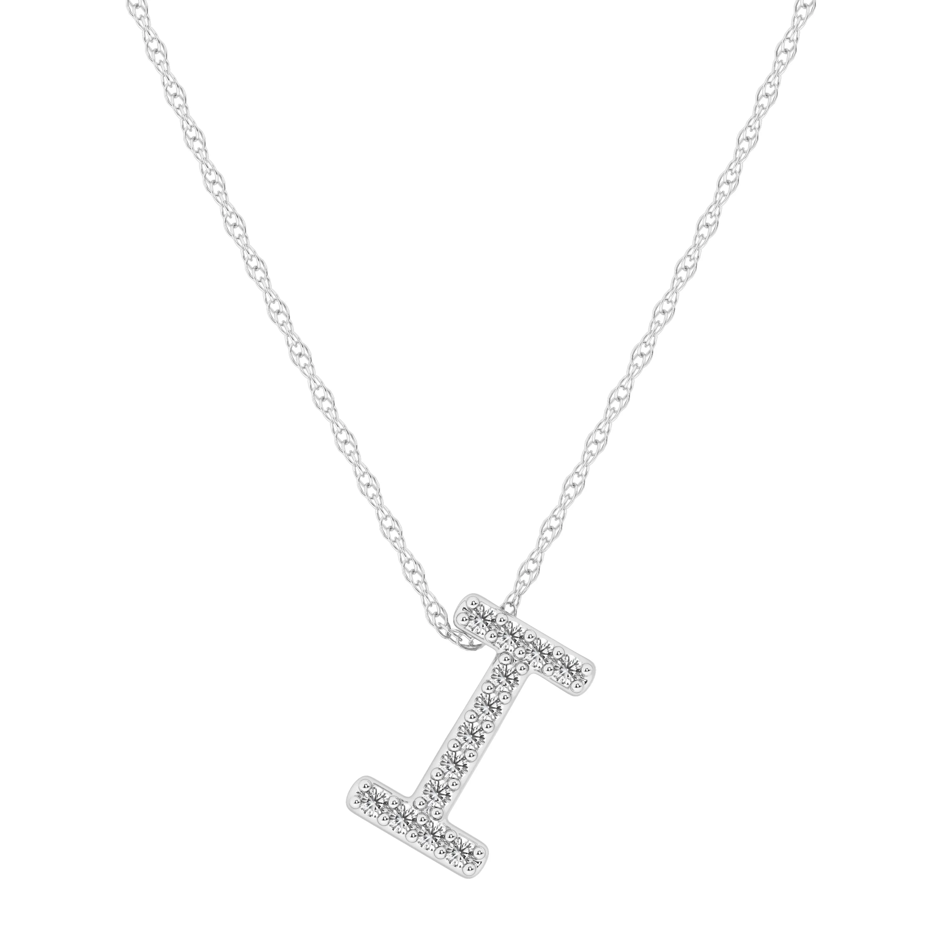 Diamond Initial Slider Necklace in Sterling Silver