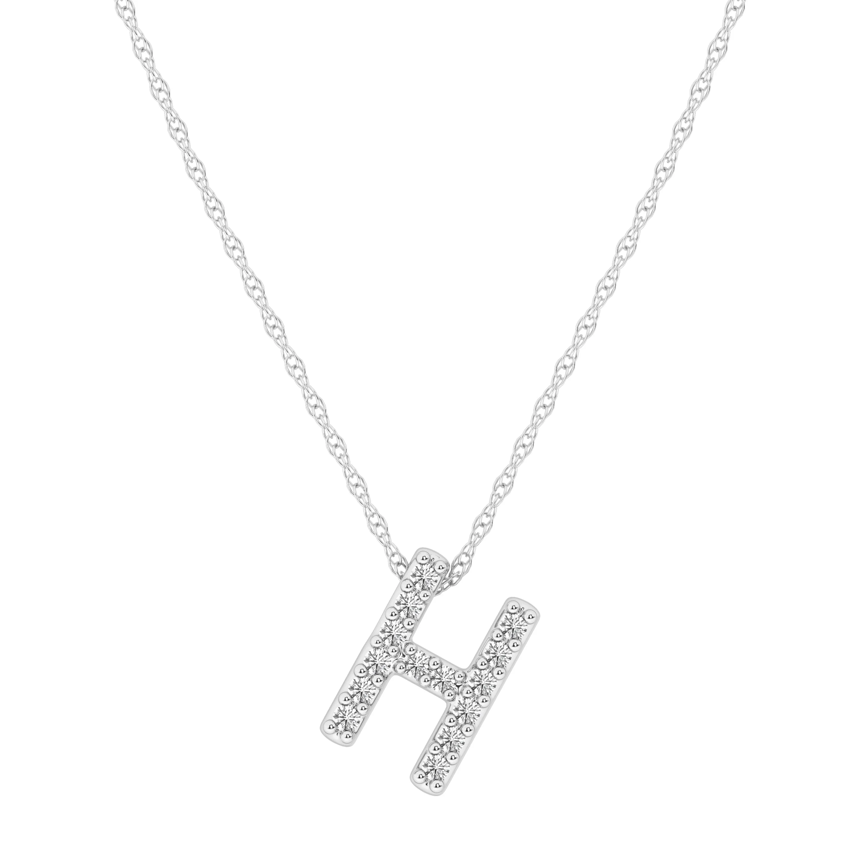 Diamond Initial Slider Necklace in Sterling Silver