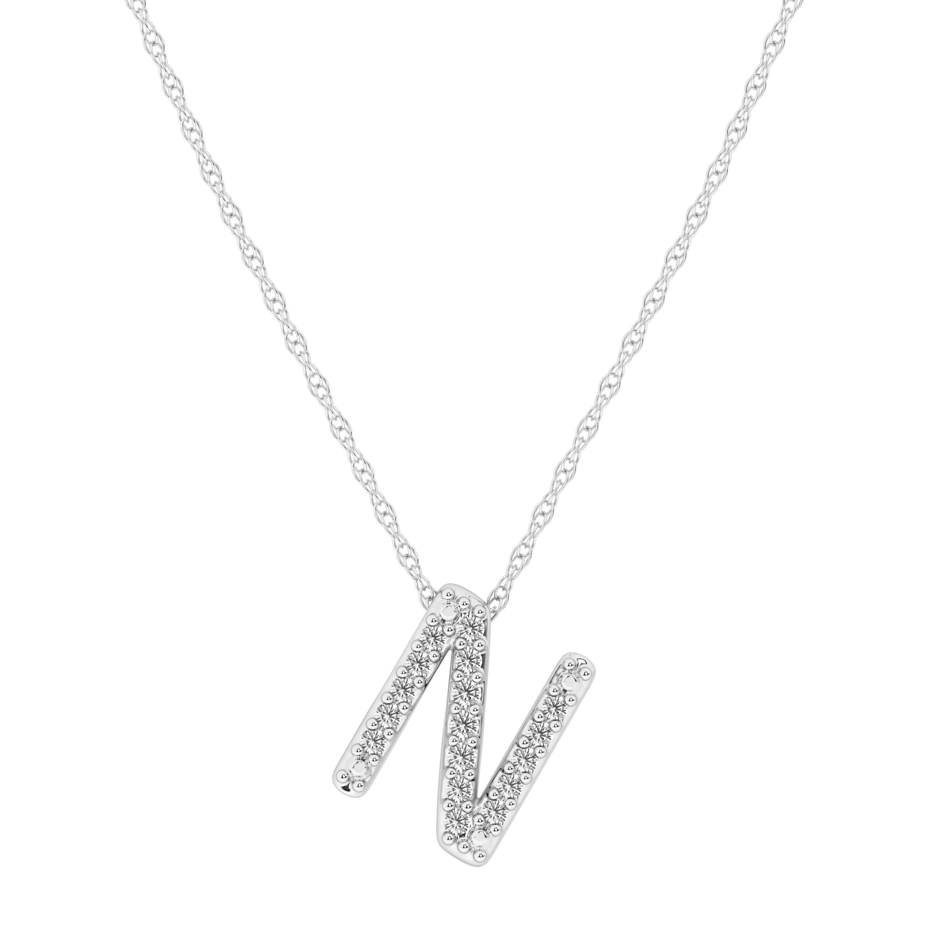 Diamond Initial Slider Necklace in Sterling Silver