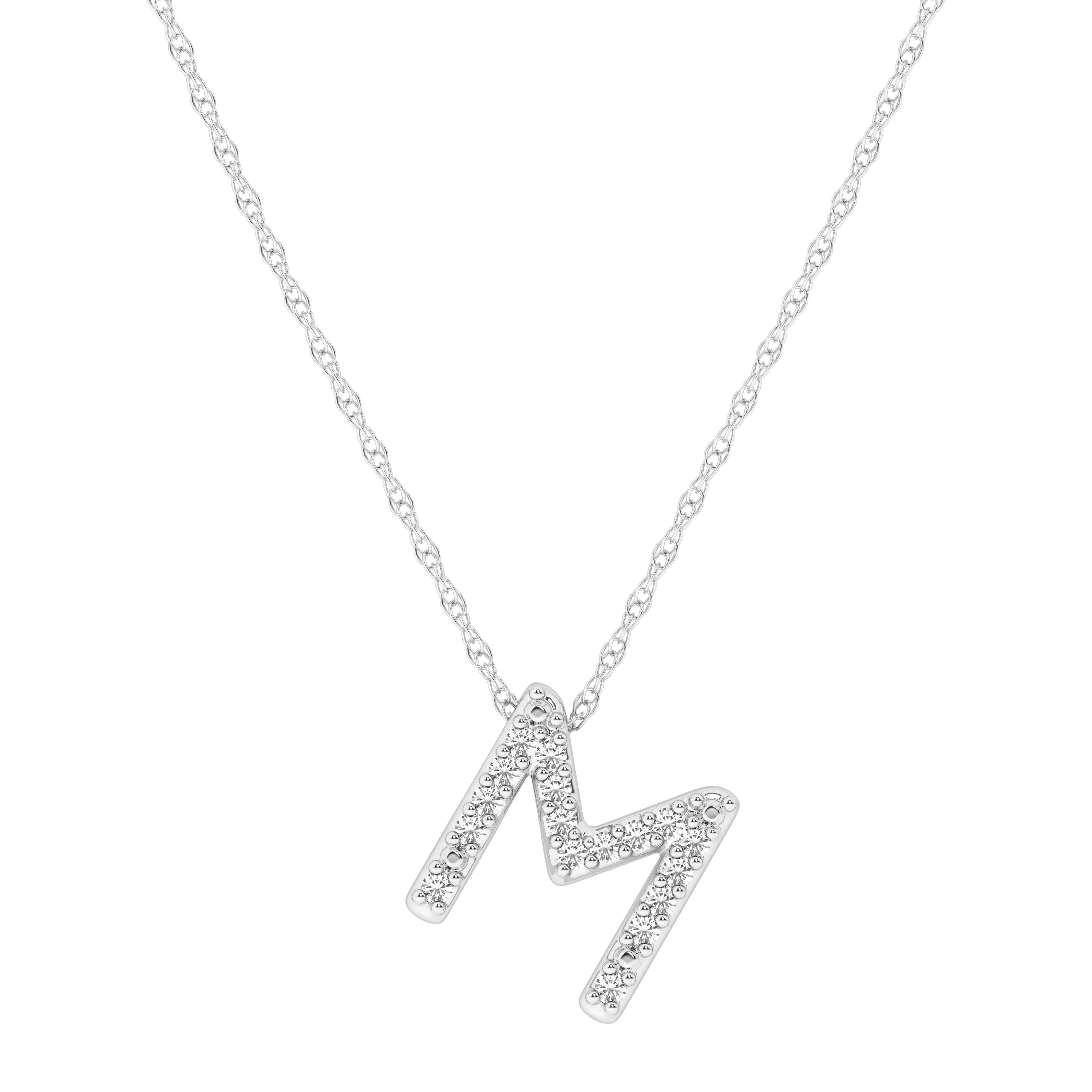 Diamond Initial Slider Necklace in Sterling Silver