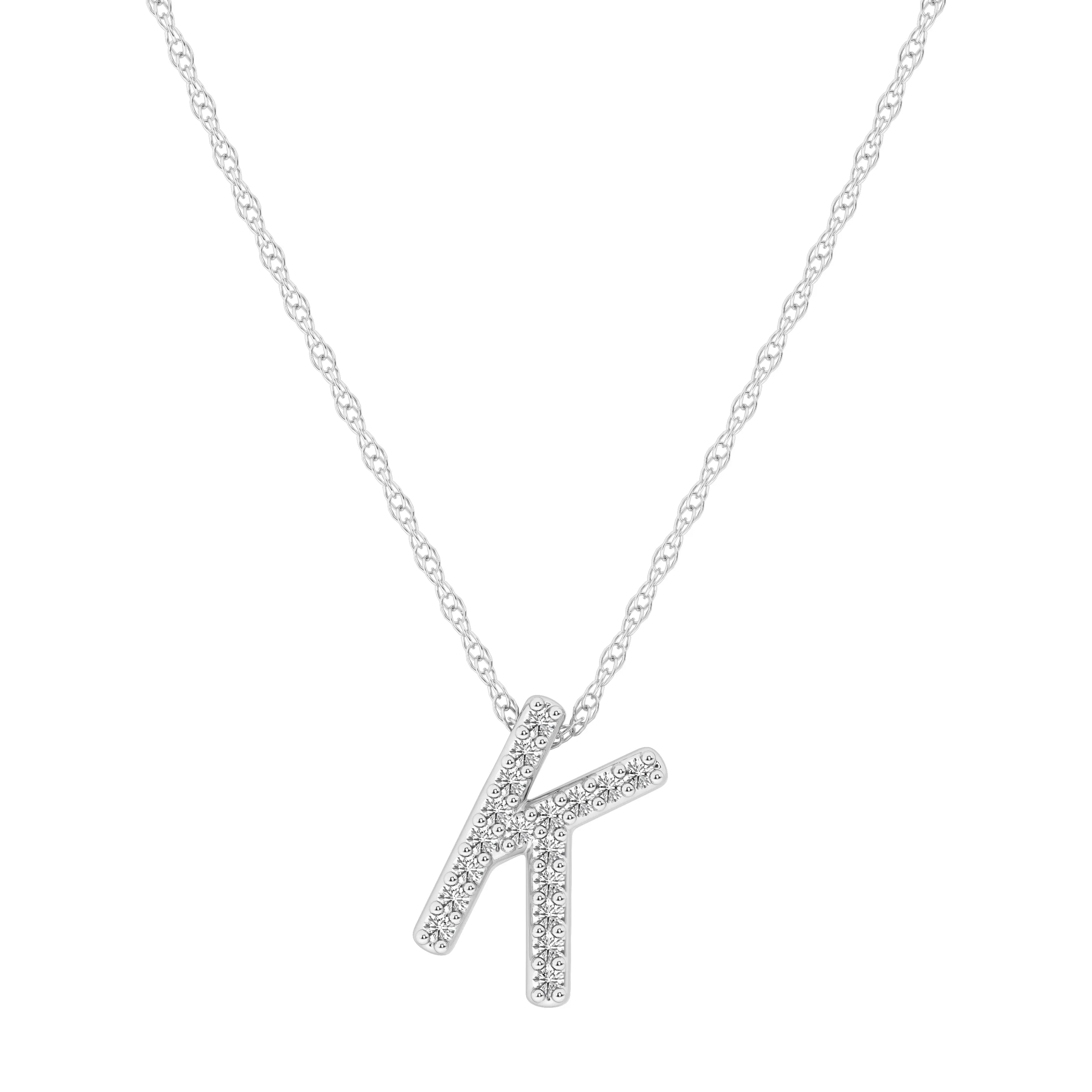 Diamond Initial Slider Necklace in Sterling Silver