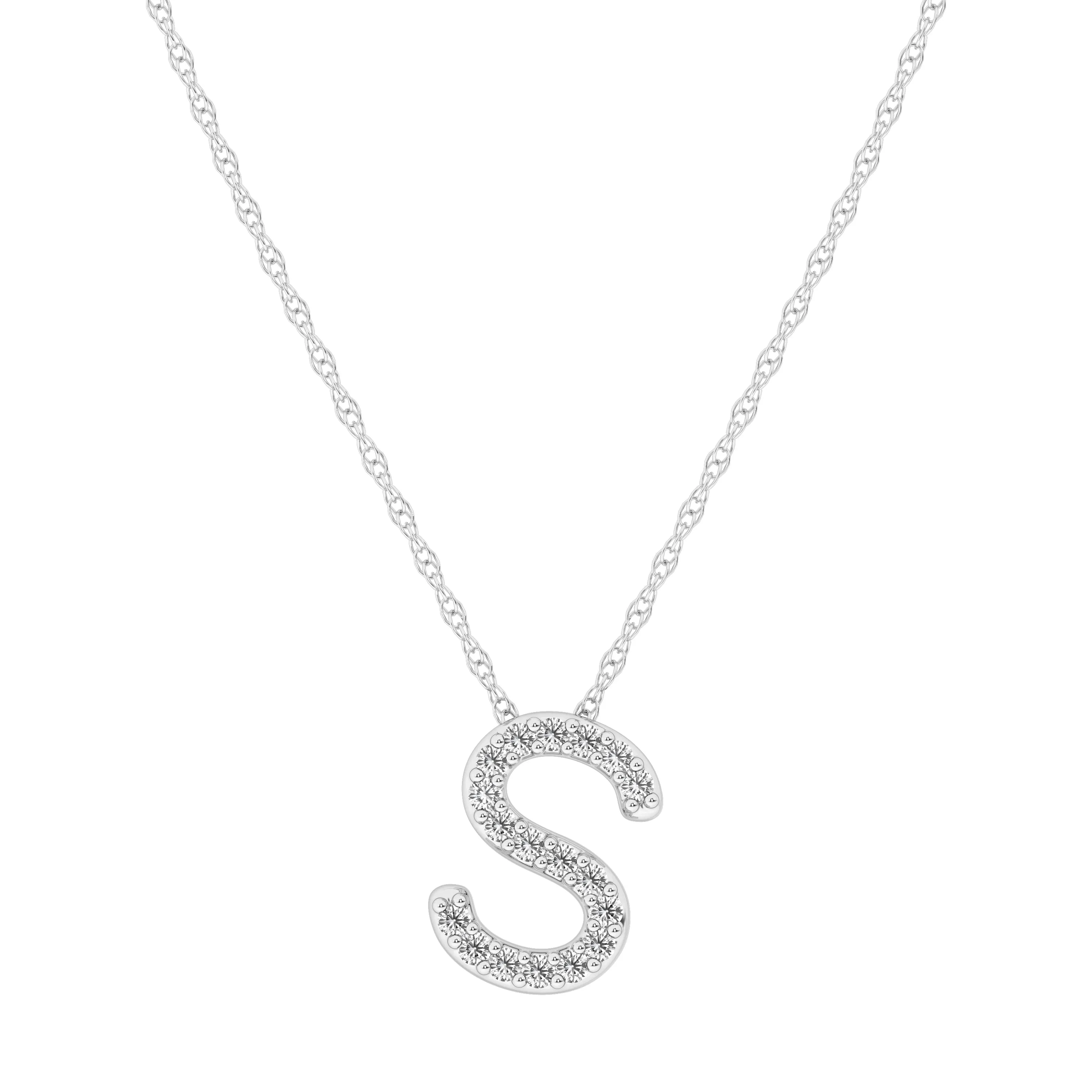 Diamond Initial Slider Necklace in Sterling Silver