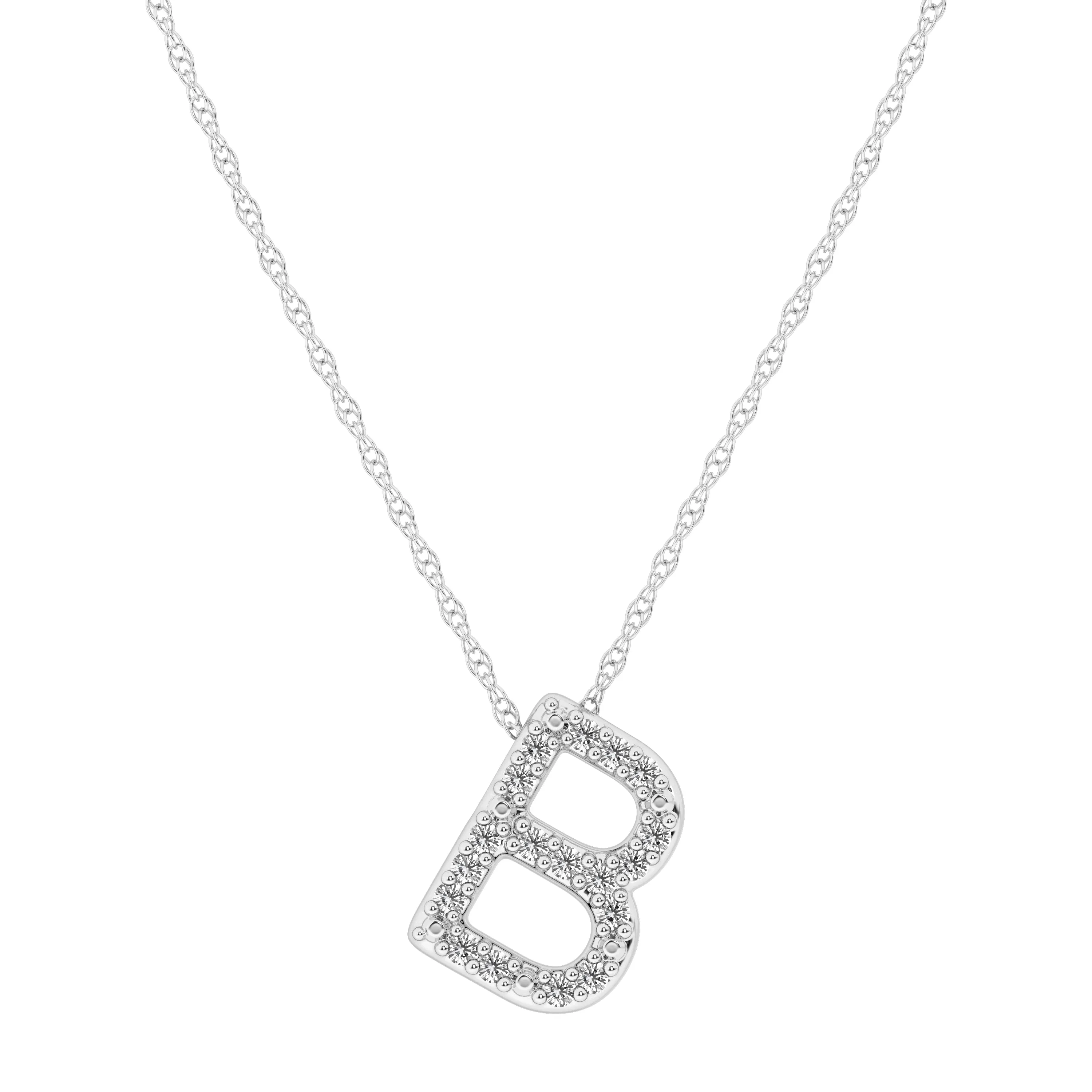 Diamond Initial Slider Necklace in Sterling Silver