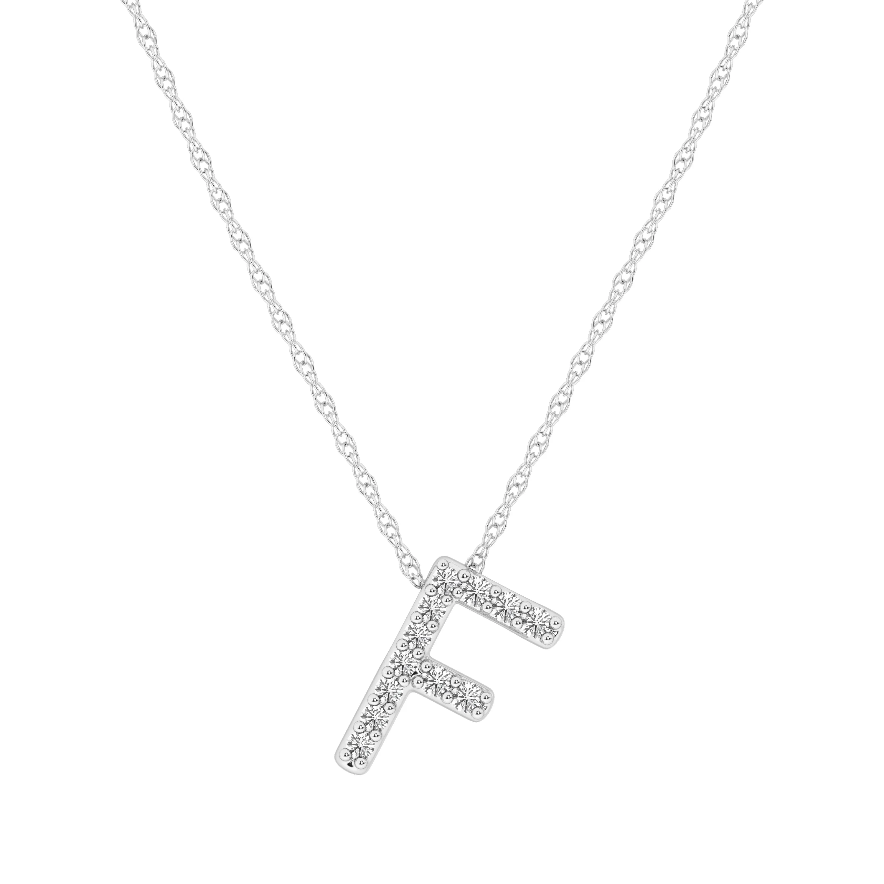 Diamond Initial Slider Necklace in Sterling Silver