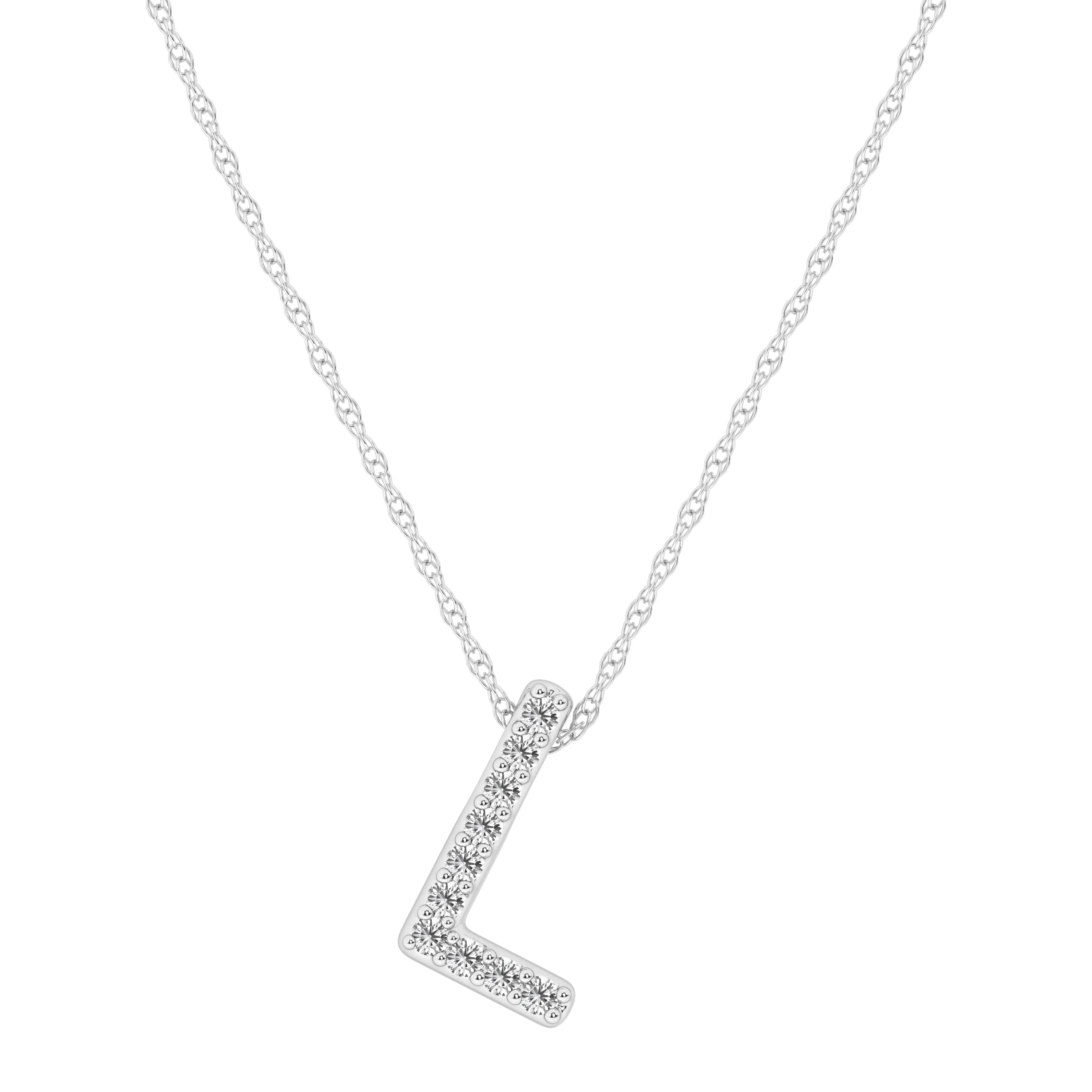 Diamond Initial Slider Necklace in Sterling Silver