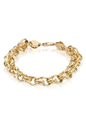 Double Link 14K Yellow Gold Chain Link Bracelet