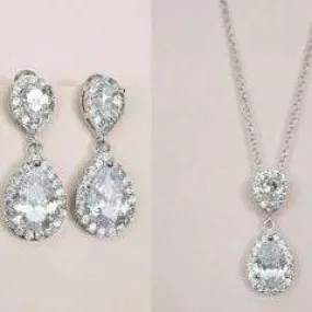 Drop Earrings Crystal Necklace