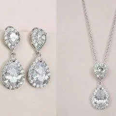 Drop Earrings Crystal Necklace